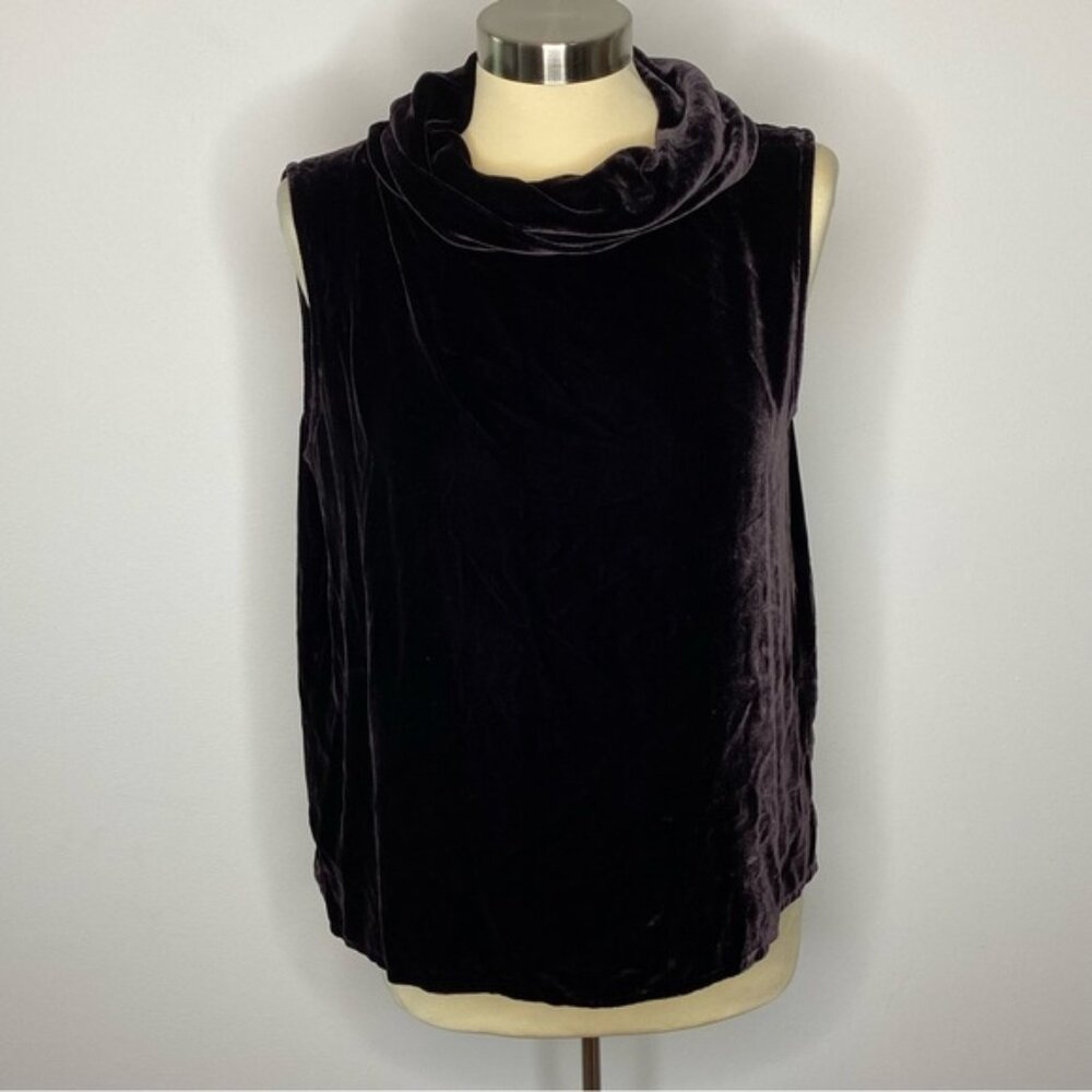 Eileen Fisher Purple Silk Velvet Sleeveless Top